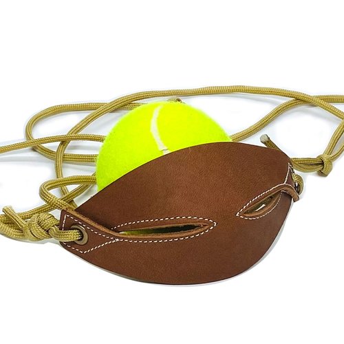 Parallel Halo Leather Shepherd Sling Handmade Paracord Shepherds Old-Fashioned Slingshot Tennis Ball Thrower (Brown)