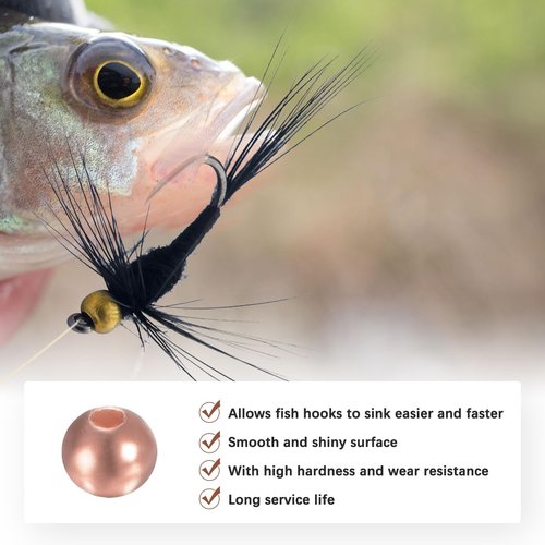 TIXIPEM 2.8mm Dia Tungsten Beads for Fly Tying [50PCS] - Slotted Head Ball for Tackle Craft & Fishing - [#12-14 - Copper Tone] Sink Deeper Faster Tapered Hole Fly Fishing Materials