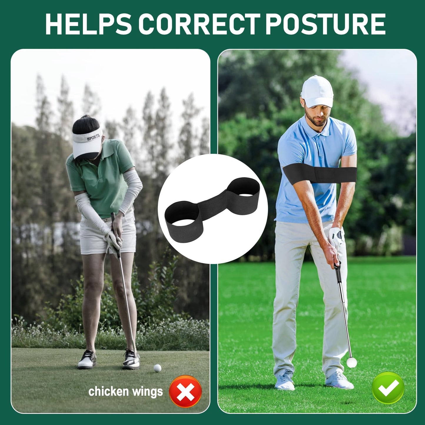 KALAUTO Golf Swing Trainer with Golf Swing Band- Retractable Golf Swing Training Aid Click Club Indoor Practice Warm Up Stick Flexible Telescopic Tempo Trainer (Black-Right Hand)