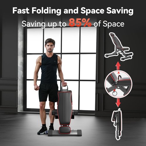 Adjustable 660LBS Weight Bench, 16 Positions Heavy Duty Weight Lifting Sit Up Bench Workout Benchs Folding Bench Press Exercise Bench