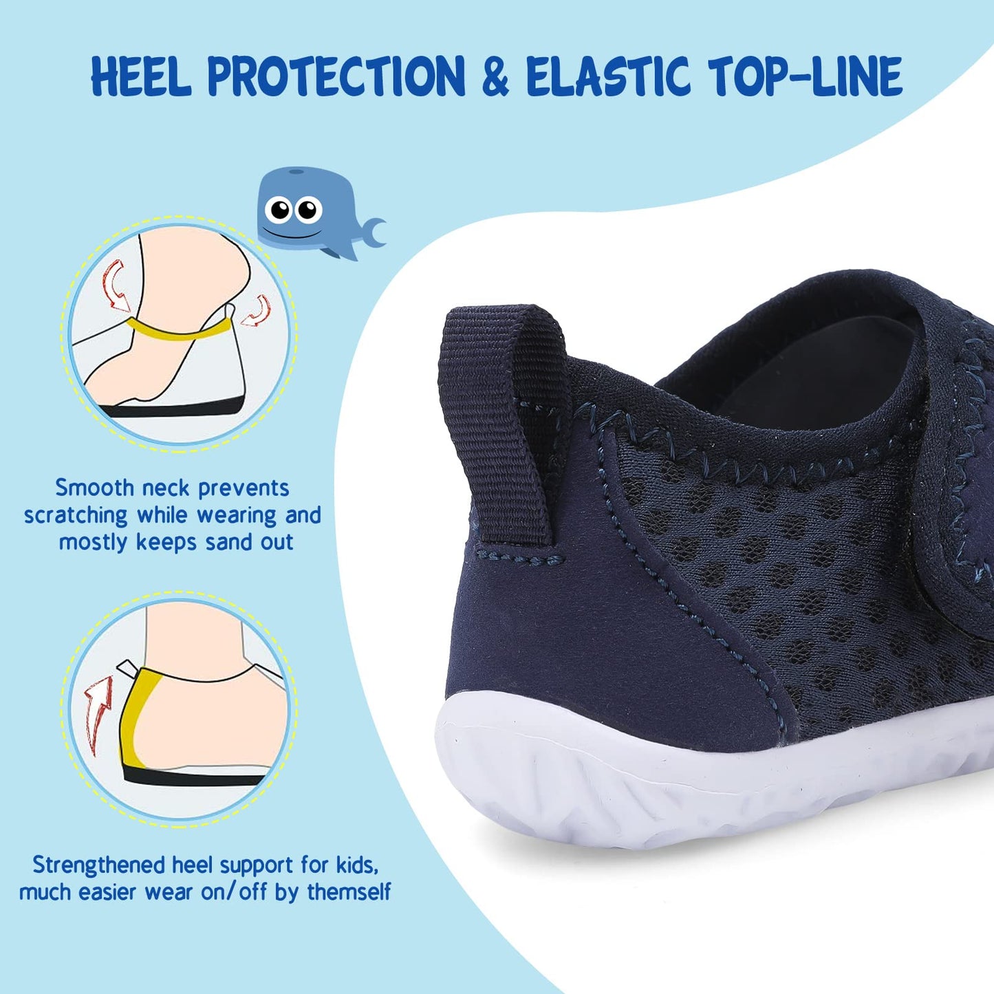 LeIsfIt Boys Girls Water Shoes Kids Aqua Socks Toddler Quick-Dry Swimming Shoes Non-Slip Summer Shoe for Beach Pool Surf, Dark Blue, 10 Toddler