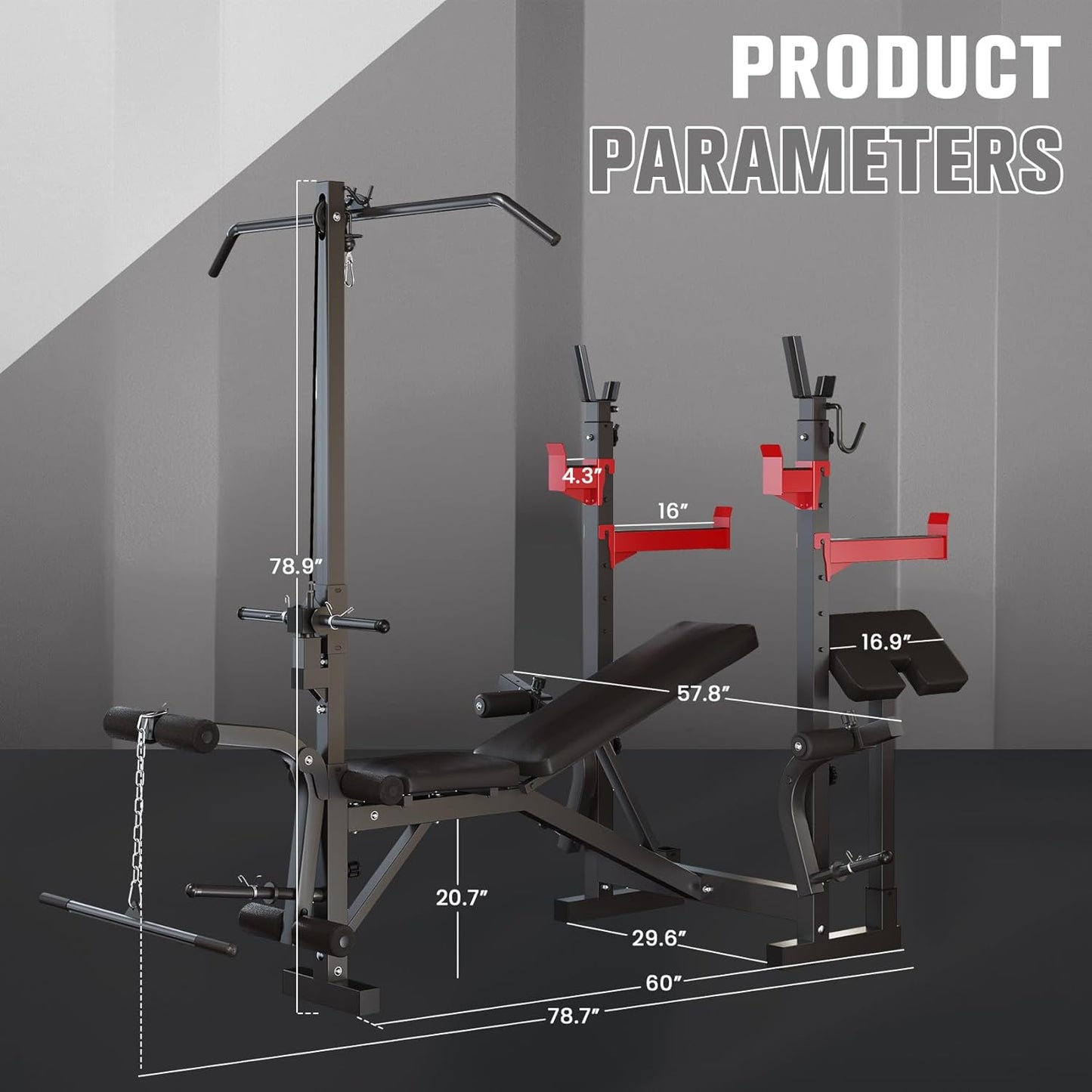 10 in 1 Olympic Weight Bench Set, 1000 LBS Heavy Duty Multi-Function Bench Press Set with with LAT Pulldown System And Decline Press, Full-Body Strength Training Equipment For Home Gym