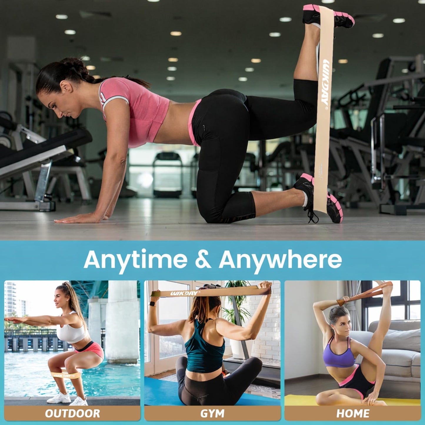 WIKDAY Resistance Bands for Working Out Exercise Loop Bands Workout Bands Set for Men Women Body Stretching, Training, Home Workout, Physical Therapy, Booty Legs, Set of 5 (Coffee)