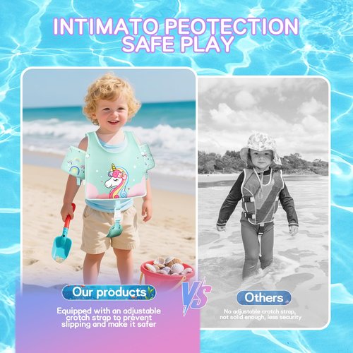 Toddler Swim Vest, Toddler Floaties Fit 20-66LBS, Swim Vest for Toddlers Learning to Swim, Puddle Kids Jumper with Adjustable Strap, Swim Jacket Arm Floaties for Baby Boys Girls 1-7 Years Old