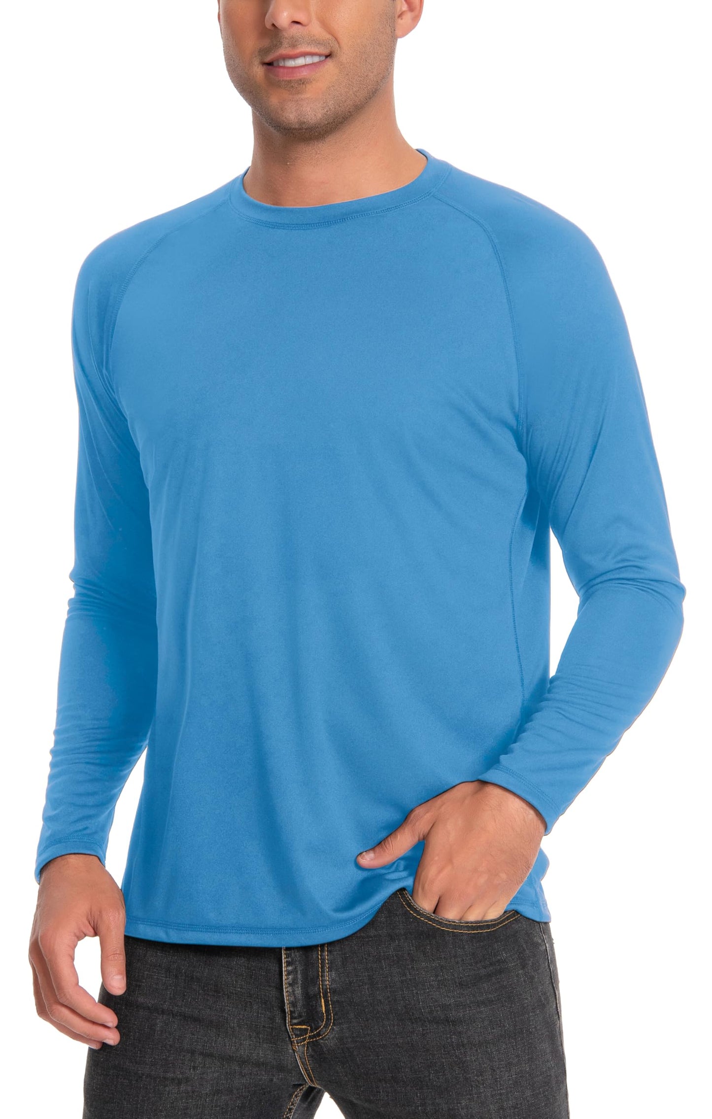 Runceptual Men's Sun Protection Shirts UPF 50+ UV Long Sleeve Rash Guard Shirts Lightweight Quick Dry for Fishing Swimming Running Hiking Dark Gray 2XL