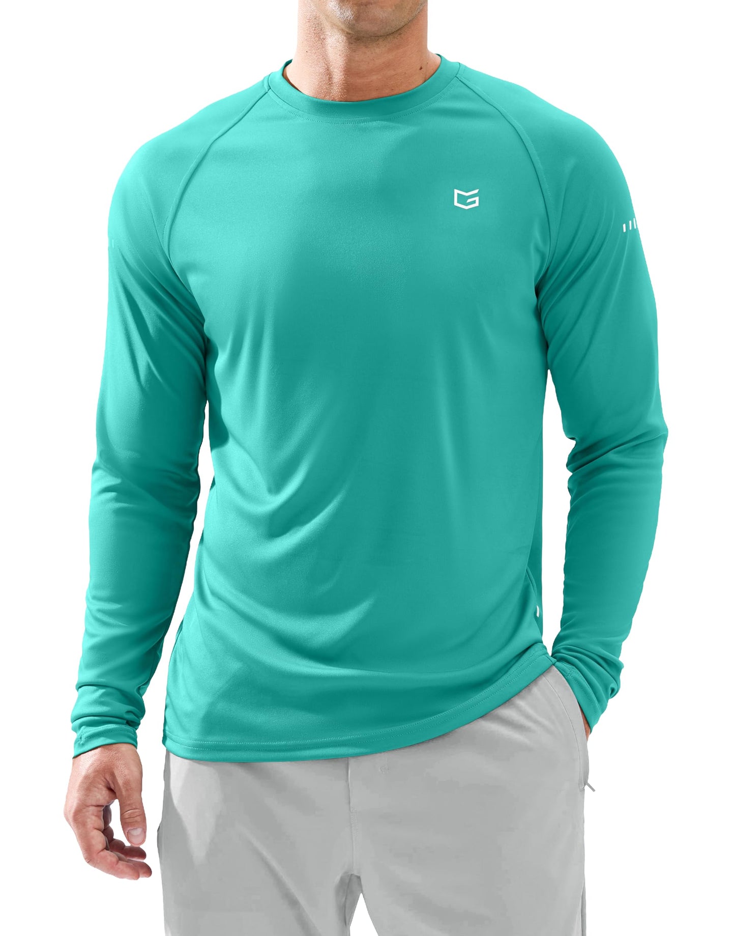 Men's Sun Protection Long Sleeve Shirts UPF 50+ Rash Guard for Men SPF UV Fishing Hiking Running Workout Athletic Shirt Bright Green