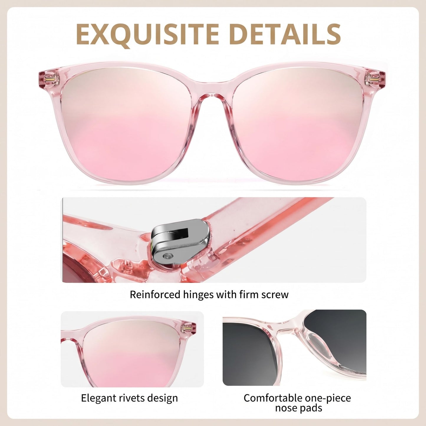 IGnaef Trendy Polarized Sunglasses for Women, Square Mirrored Shades with UV Protection Anti Glare Sun Glasses IF1851