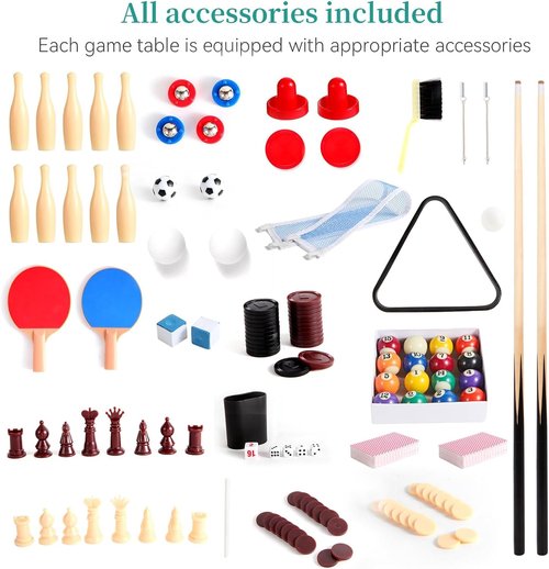 Rioloiuy 12-in-1 Game Table for Home - Foosball Table, Air Hockey Table, Pool Table & More! - Ideal for Game Rooms and Family Game Nights!, Wood-1