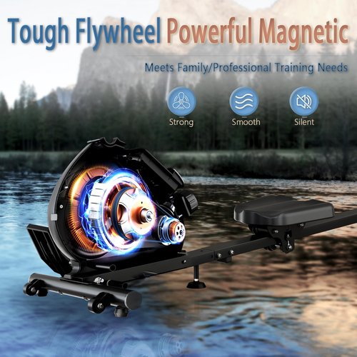 Rowing Machines for Home, Quiet Rowing Machines with 256lb Weight Capacity, 8 Levels Adjustable Resistance, Foldable Rower with Tablet Holder, App Compatible