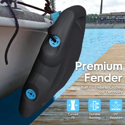AWEMUFA EVA Boat Fenders 2 Pack, Large Boat Bumpers for Docking Black Boat Buoys Bumpers, Boat Bumpers for Docking Ideal for Pontoon Boat, Fishing Boat, PWC and Jet Ski