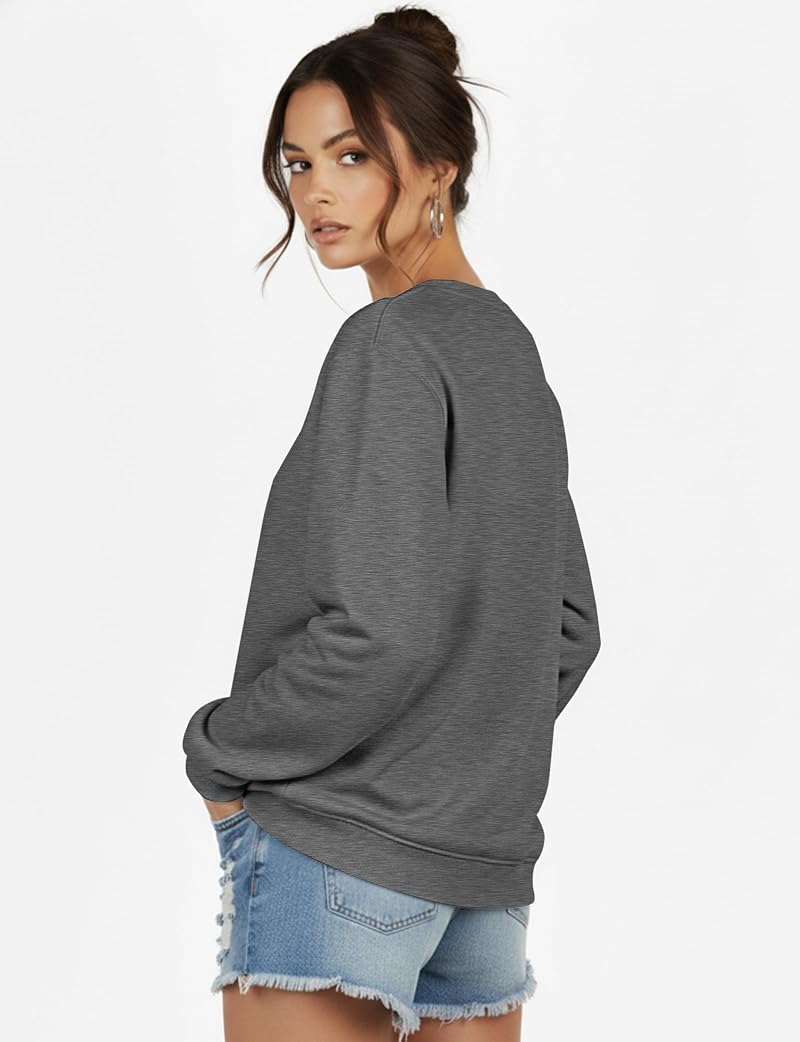 Grey Small Women’s Crewneck Sweatshirt - ZENUTA Long Sleeve Tunic Loose Fit