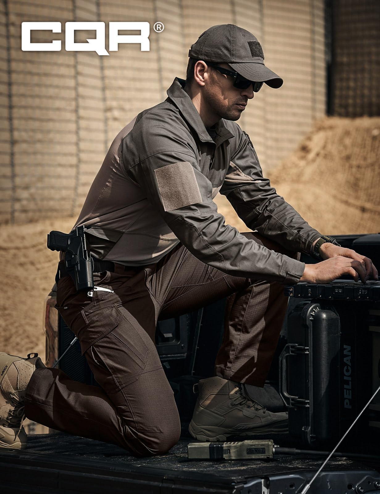 CQR Men's Tactical Pants, Water Resistant Ripstop Cargo Pants, Lightweight EDC Work Hiking Pants, Outdoor Apparel, Raider Mag Pocket Dark Brown, 38W x 32L