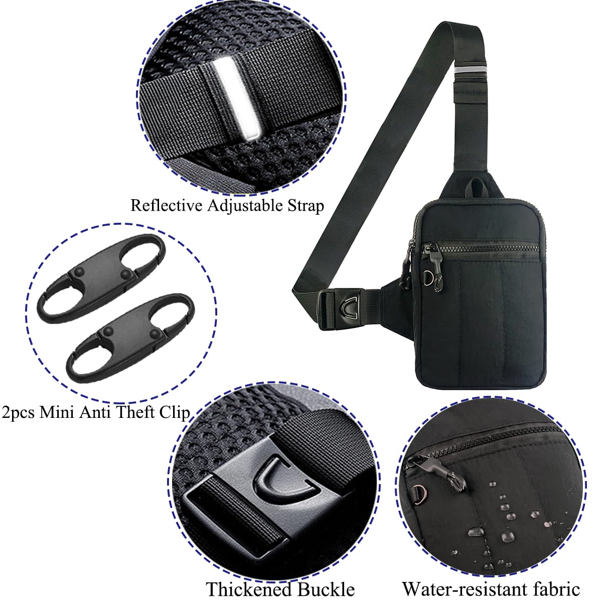 Vpoofree Mini Sling Bag for Men Crossbody,Small Chest Bag Casual Trendy Waterproof Lightweight Phone Crossover Daypack (Small sling bag-J)