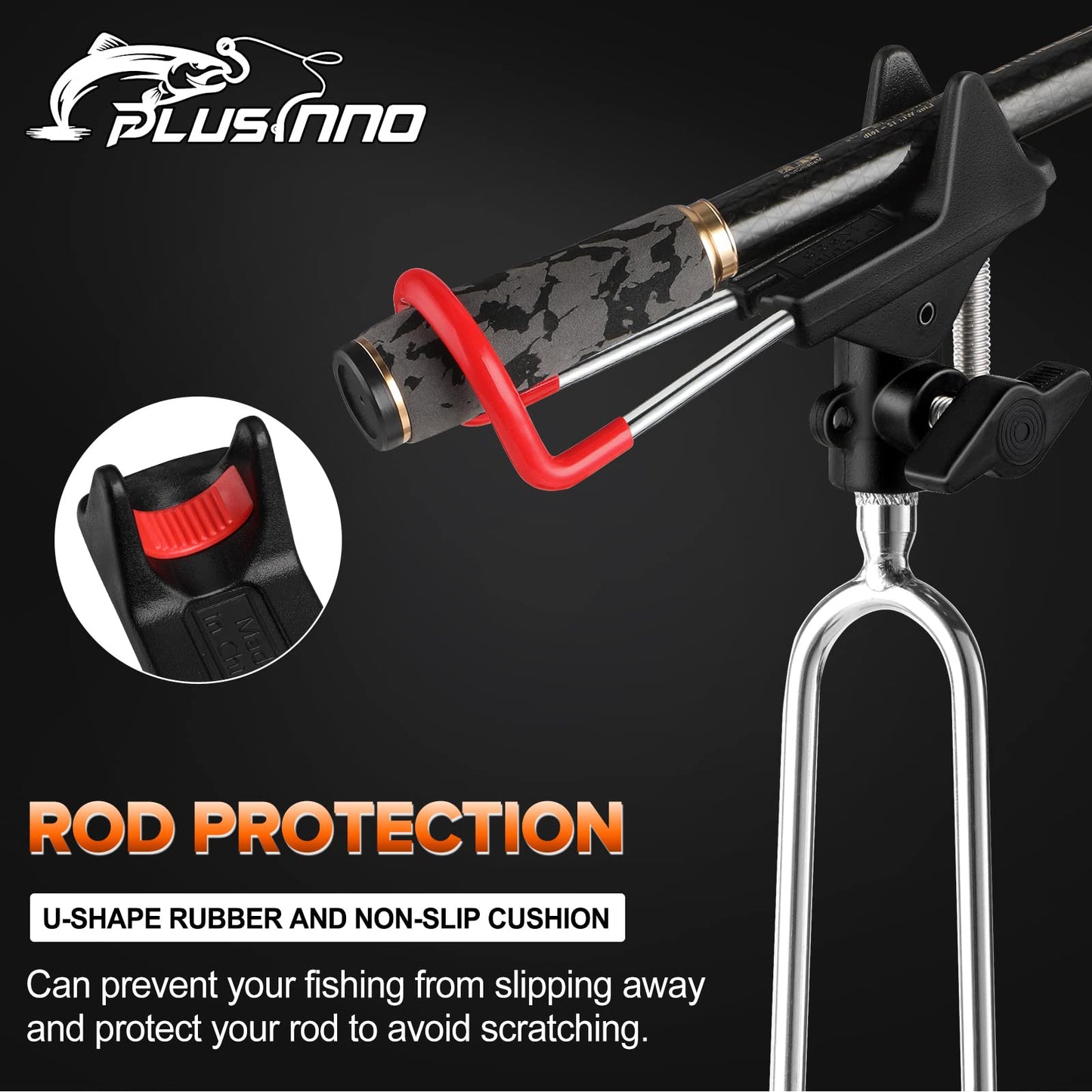 PLUSINNO Fishing Rod Holders for Bank - Upgraded Fishing Pole Holders for Ground, Beach, 360 Degree Adjustable Fishing Pole Stand Equipment, Gift for Men Father’s Day, Birthday Day