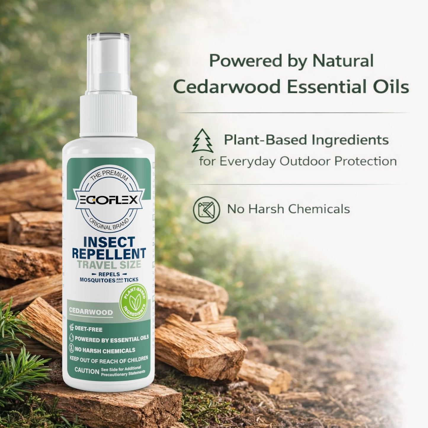 3-Pack Mosquito Repellent Spray - DEET-Free Bug Spray Travel Size TSA Approved - Mosquito, Tick & Insect Killer Deterrent with Natural Essential Oils - Cedarwood Scent - Safe for Family - 3 Fl Oz