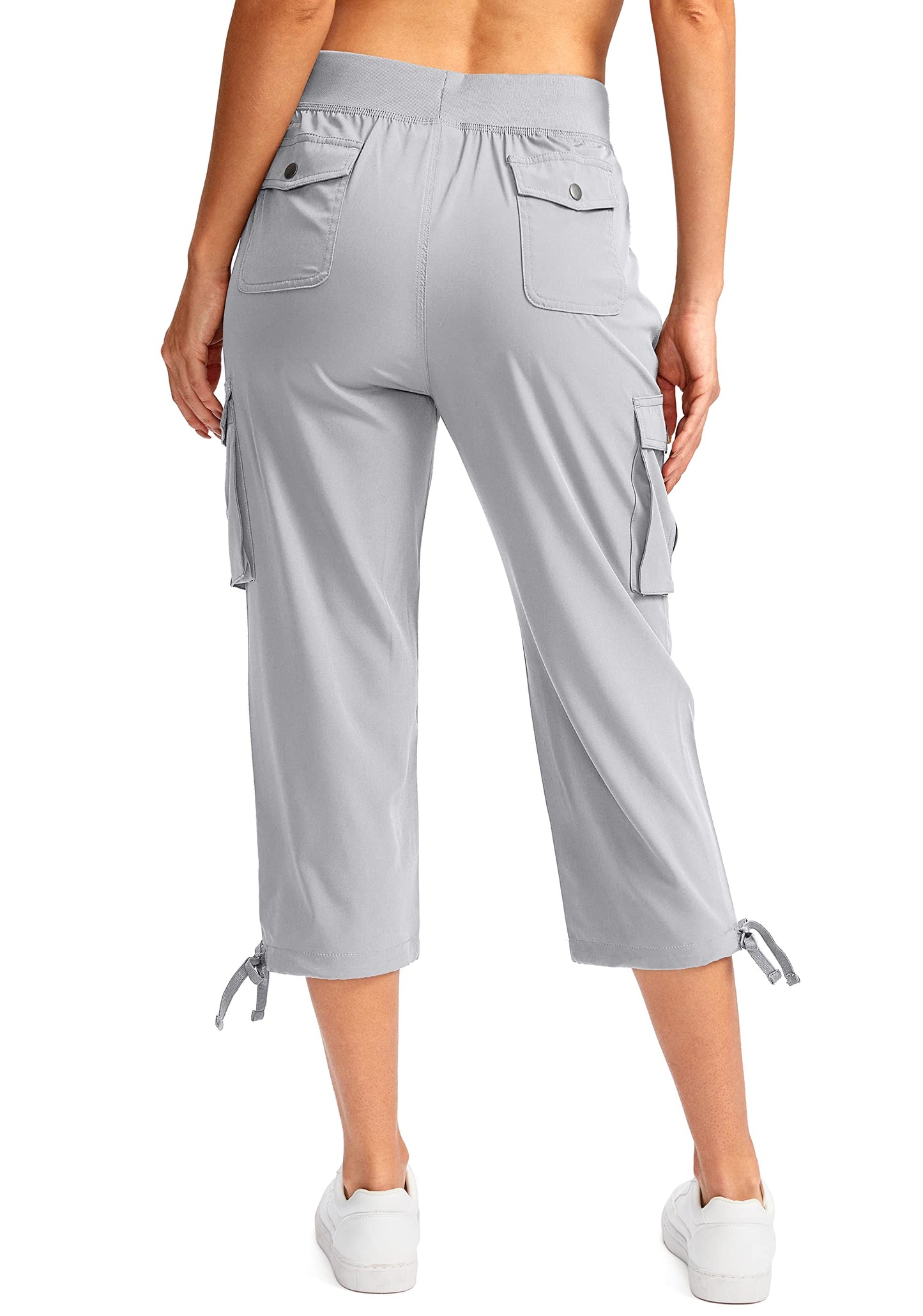 Soothfeel Women's Cargo Capris Pants with 6 Pockets Lightweight Quick Dry Travel Hiking Summer Pants for Women Casual (Bright Grey, XS)