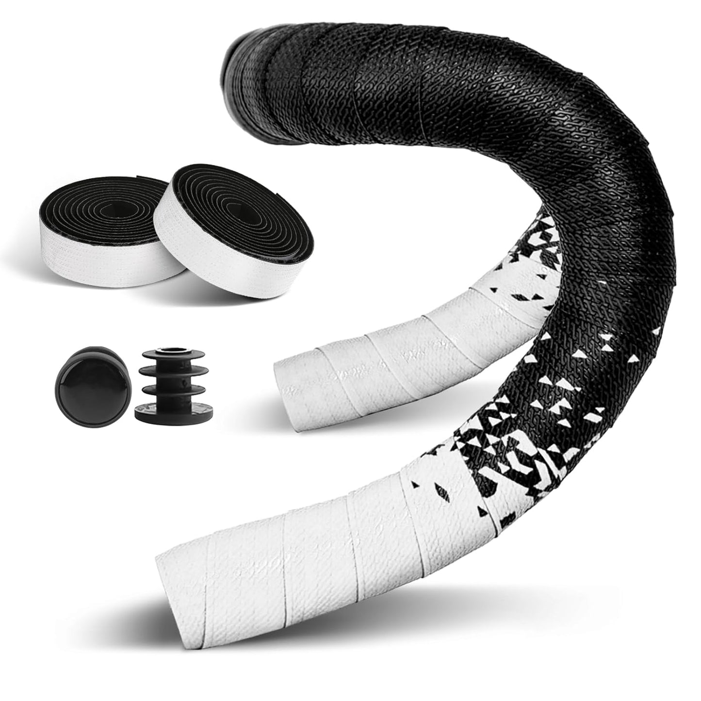 2pcs Bicycle Bar Tape, Bike Handlebar Tape, Road Bicycle Handlebar Tape, Cycling Grip Tape, with 4pcs Handlebar End Plugs, Soft Comfortable, Wear Resistant, Black