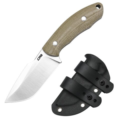 CJRB Mutt Fixed Blade Knife with Sheath, 3.18" AR-RPM9 Steel Blade with Micarta Handle Camping Hiking Survival Knife for Men Women, J1958 Green