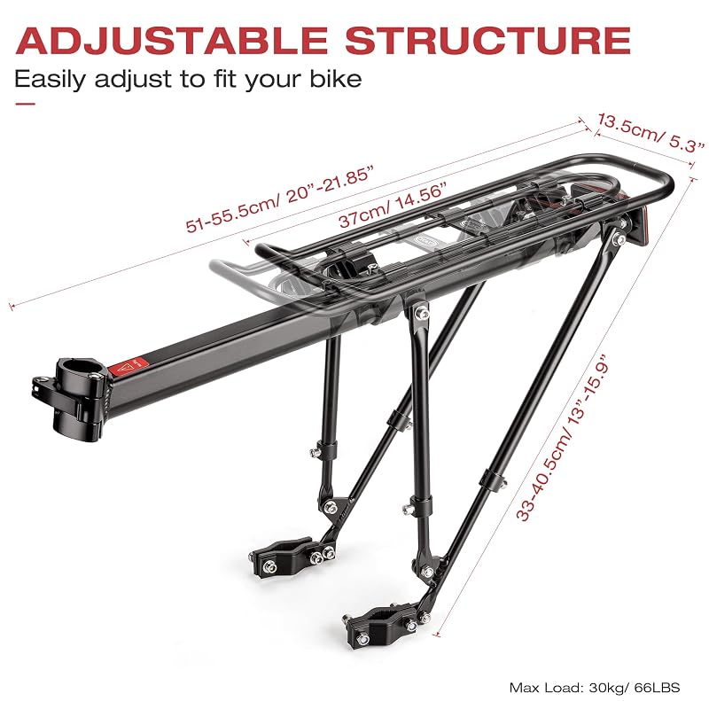 Rear Bike Rack Seat Post Mount | Universal 24-29 Inch Cargo Rack 66lb Capacity