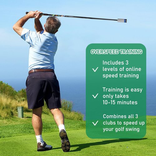HUAEN Golf Swing Trainer Aid for Indoor Practice Speed Training, Warm up Stick Improved Rhythm, Grip, Flexibility, Balance, Tempo and Strength with 2 Adjustable Weights