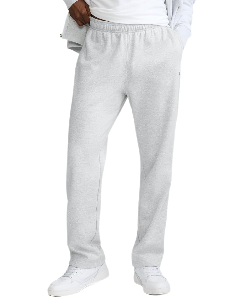 Champion Platinum Silver Heather Open-Bottom Fleece Sweatpants, Standard Fit