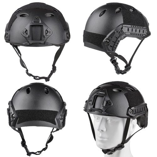 SANYETS Airsoft Helmet, Black PJ Tactical Helmet with Night Vision Mount,Airsoft Goggles and Airsoft Balaclava Face Mask,Men's Military Costume,Tactical Airsoft Gear