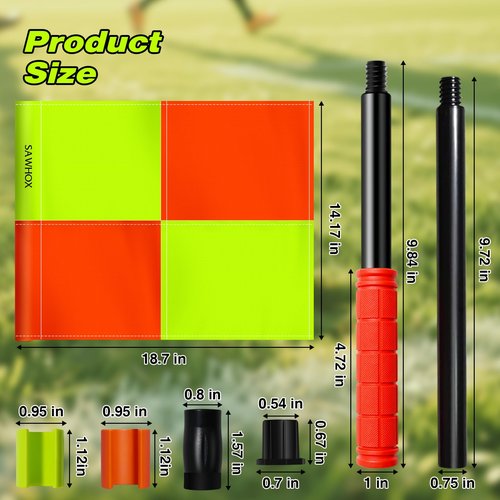 SAWHOX Soccer Referee Flags, 2PCS Referee Kit Detachable Referee Flags
