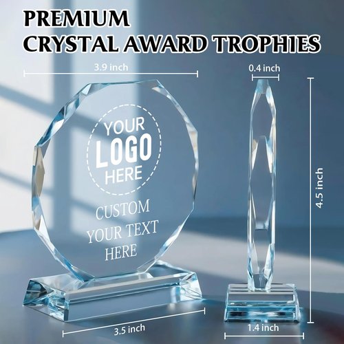 Spricoz Personalized Crystal Trophy Award - Plaques Personalized Engraved Names for Employee Recognition - Coworker Employee Appreciation Gift - Anniversary Farewell Retirement Gift (White)