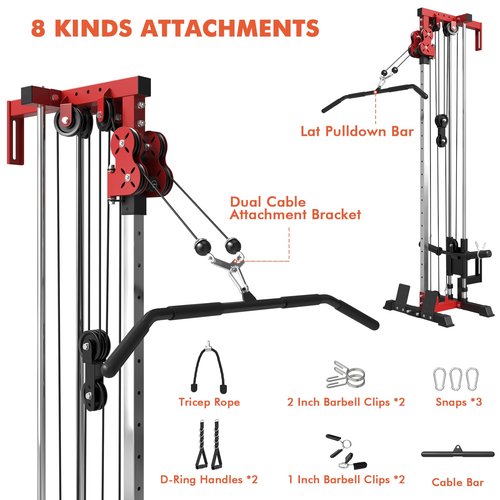 Mikolo Wall Mount Cable Station, Cable Crossover Machine with Dual Pulley System and 18 Adjustable Positions for Home Gym Fitness Equipment