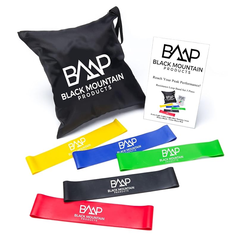 9-Inch Resistance Exercise Bands Set of 5 with Carrying Case – Loop Resistance Bands
