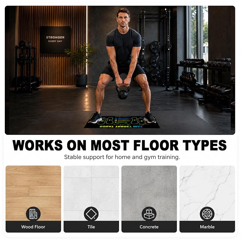 Squat Mat with Foot Position – Non-Slip Gym Pad for Proper Squat Form (Green/Black) - Orelaventino