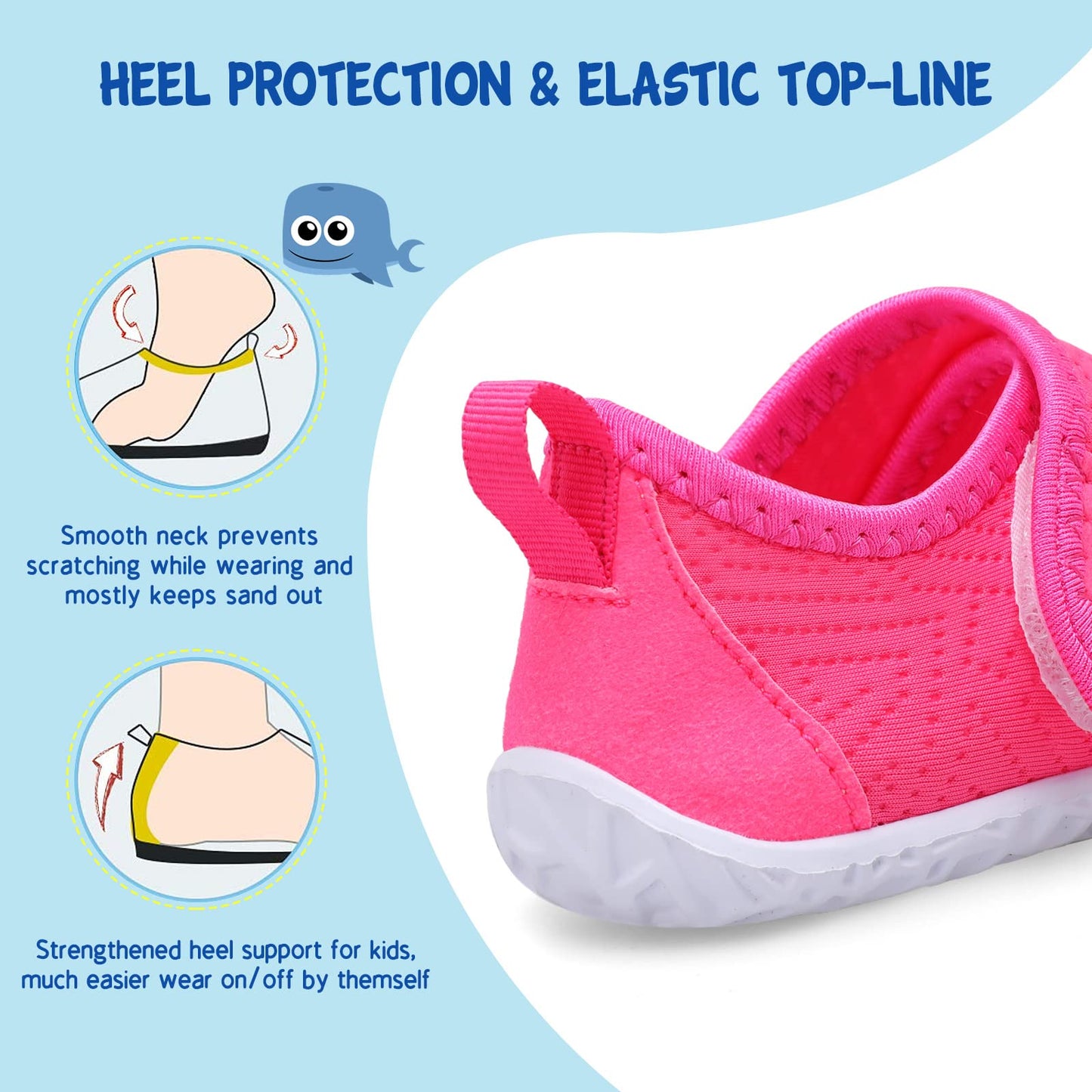 LeIsfIt Boys Girls Water Shoes Kids Aqua Socks Toddler Quick-Dry Swimming Shoes Non-Slip Summer Shoe for Beach Pool Surf, Dark Pink, 8 Toddler