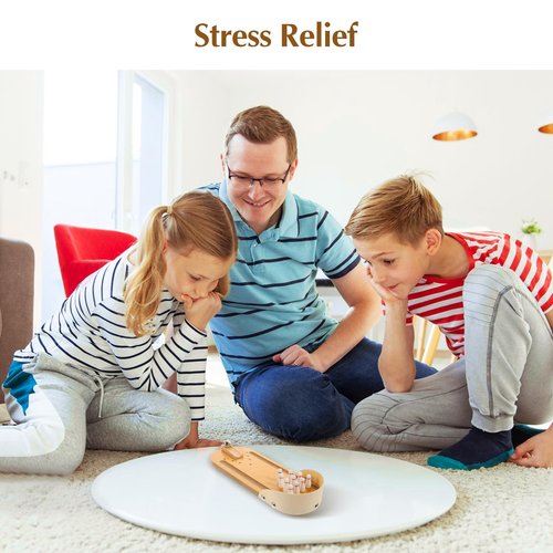 CdbC Mini Bowling Set, Tabletop Wooden Board Bowling Game for Adults Kids Indoor, Easter Gifts for Teens Men, Stress Relief Gadgets Small Finger Toys for Home Office Desk