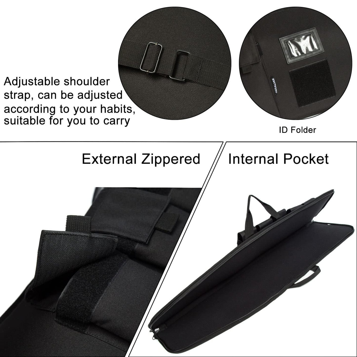MERALIAN Rifle Case Tactical Rifle Bag with Multiple Magazine Holder Pouch,Lockable Zippers and Adjustable Sling,Available Length in 38" 42".(BLACK, 38inch)