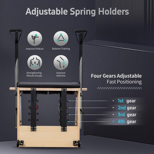Faittd Pilates Chair, Split-Pedal Stability Combo Chair with Handles,Pilates Reformer Machine,Pilates Equipment for Home Or Studio Use