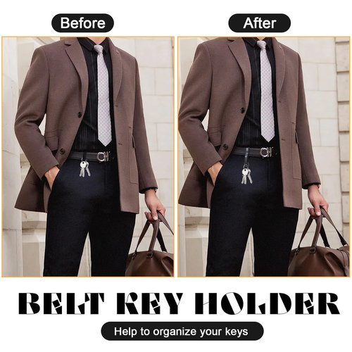 Heavy Duty Belt Key Clip Holder with 2PCS Metal Key Rings, Stainless Steel Tactical Keychain Clip Metal Belt Clips Quick Release Keys for 1.5-2.25 Inch Wide Loop