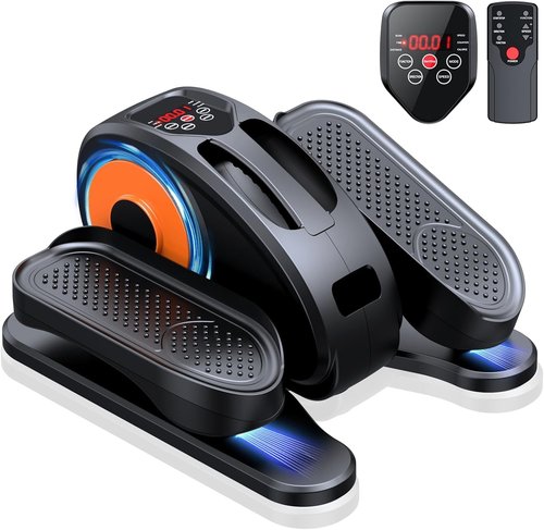 BAOKALER Under Desk Elliptical Machine, Ellipse Leg Exerciser for Seniors Fully Assembled, Quiet & Portable Electric Seated Pedal Exerciser with 15Adjustable Speeds & Remote Control