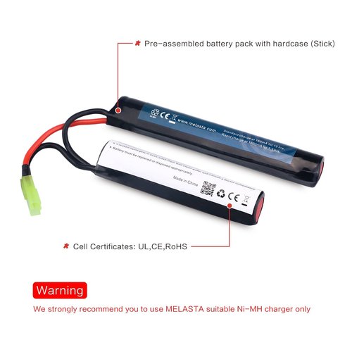 melasta 2 Pack 8.4V 1600mAh Butterfly Nunchuck NIMH Battery Pack Compatible with Mini Tamiya Connector Airsoft Guns