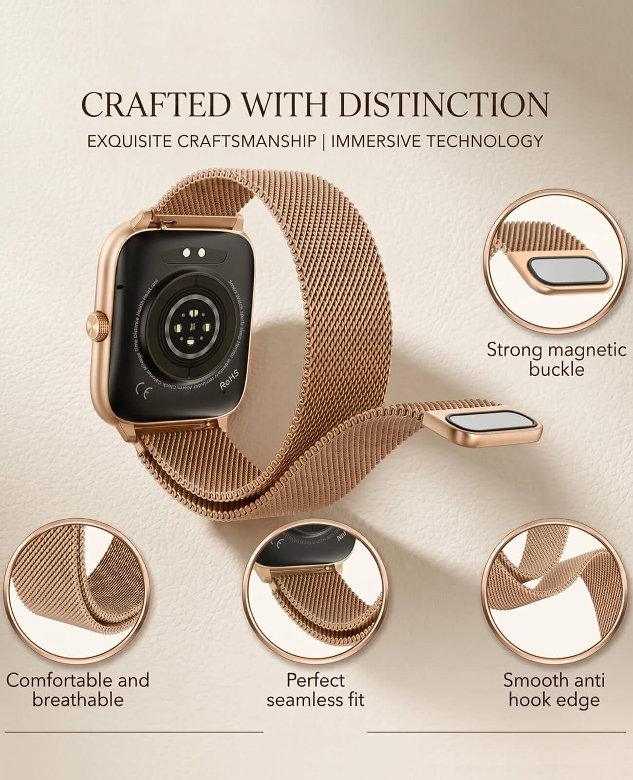 Smart Watch for Women with Blood Pressure Monitor, 2.06" AMOLED Display, IP68 Waterproof Fitness Tracker, 118 Sports Modes, Heart Rate/SpO2/Sleep Monitor, Gift for Her, Compatible with Android iPhone