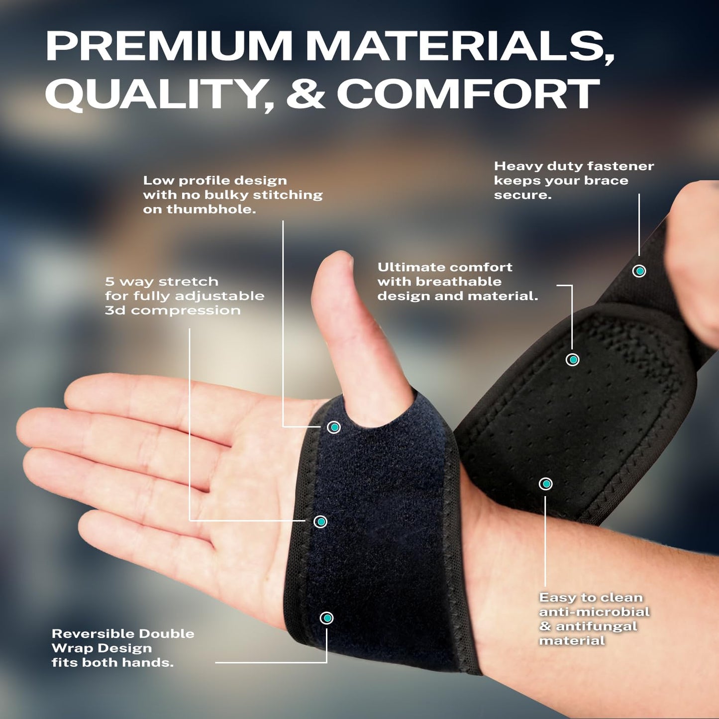 Maeteria Wrist Brace – Adjustable Compression Support for Carpal Tunnel, Arthritis, Tendonitis, Sprains & RSI – Fits Left & Right Hand – Breathable Wrist Support for Men & Women