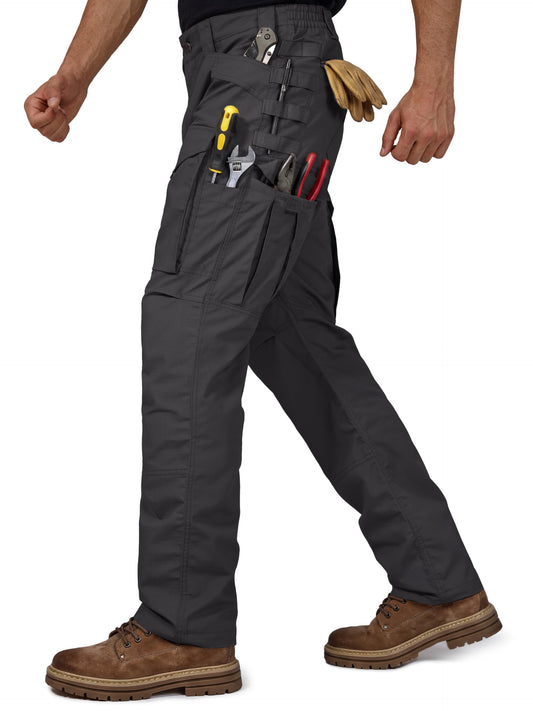 FREE SOLDIER Men's Cargo Pants,Tactical Pants for Men Stretch,Durable Ripstop EDC Work Pants for Hiking (Black 34Wx30L)