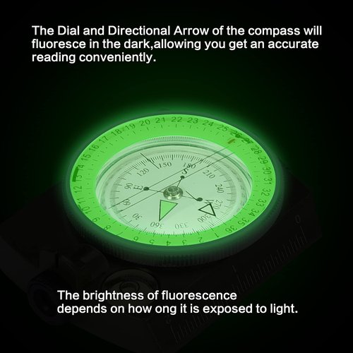 Military Lensatic Sighting Compass Survival with Carrying Bag, Compass for Hiking,Waterproof and Shakeproof, Army Green