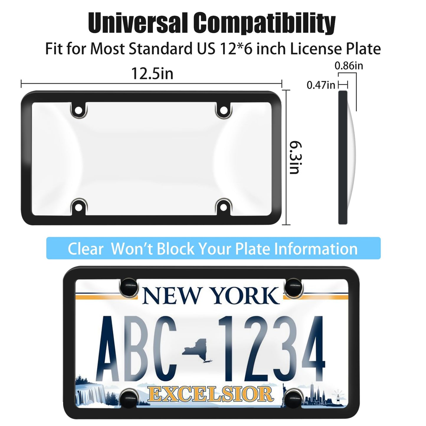 License Plate Covers & Frames,2 Pack License Plate Covers and Frames Combo,Unbreakable Car License Plates Shields Holder Fits Any Standard US Plates with Screws Caps (Dark Gray)