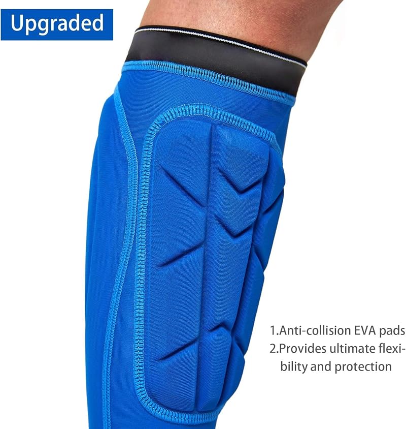 Norespnea Soccer Shin Guards with Calf & Ankle Pads - Blue, Small