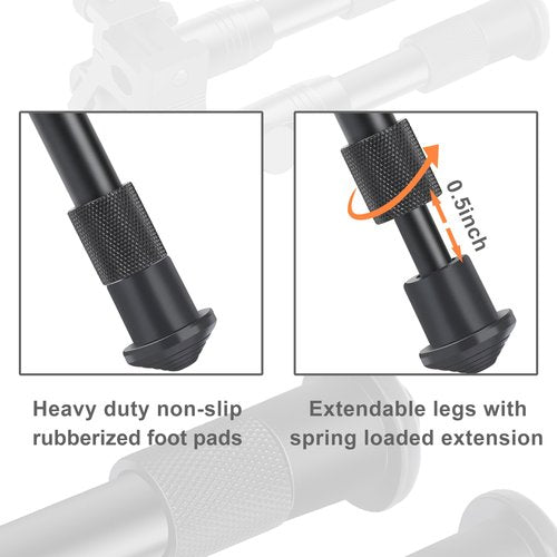 Feyachi 3 in 1 Tactical Riflebipod + Rail Mount Adapter + Barrel Clamp Adjustable Height from 6.5" to 7.0" for Hunting