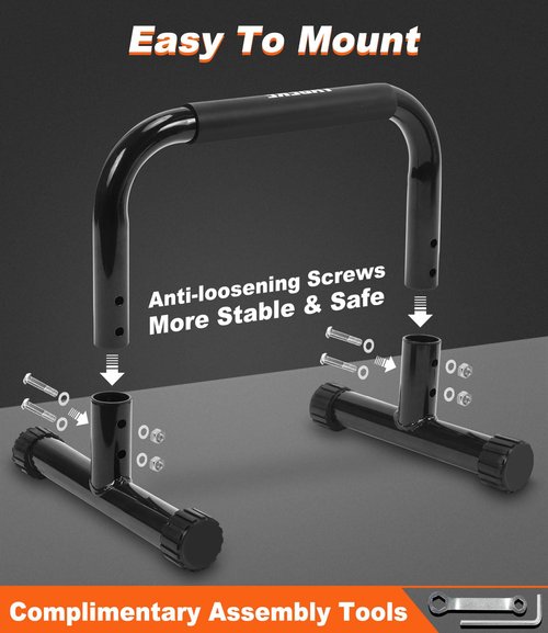 TABEKE Push Up Bar, 12 Inch High Non-Slip Parallettes Bars & Dip Bars With Foam Handles, Heavy-Duty No Wobbling Calisthenics Equipment For Handstand, L-Sit, Gymnastics, Strength Training Home Gym Use