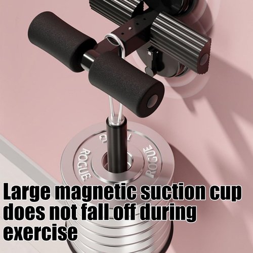 Ab Training Auxiliary Device, Portable Adjustable Sit up Core Exercise Equipment, Double Suction Cups Three Levels of Height Multi-functional Exercise Ab Machine for Home Gym (Grey Pink)