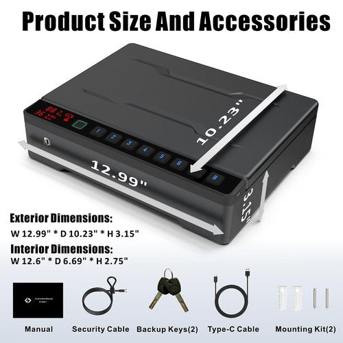 Z ZLJUAN Gun Safe, Quick Access Gun Safe for Handgun, Pistol Safe with Biometric Fingerprint/Quick Electronic Keypad/Keys