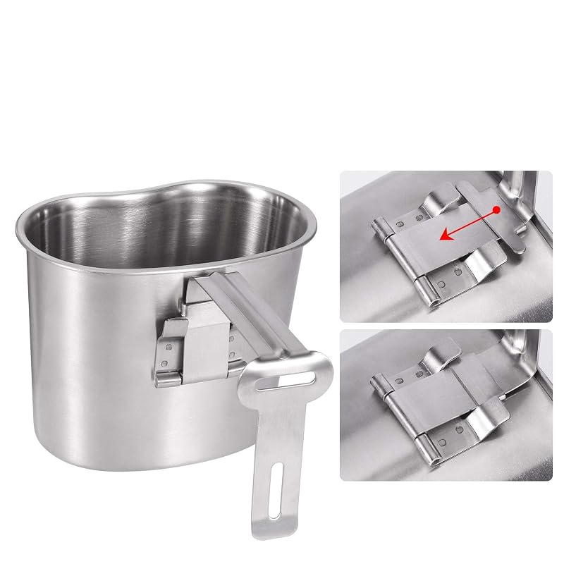 Goetland 1QT Stainless Steel WWII US Army Canteen with Cup & Nylon Pouch – Grab Handle Cup Variation