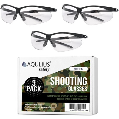 Aqulius 3pk Shooting Glasses - Eye Protection for Shooting Range - Tactical Goggles for Hunting Accessories - Clear Range Glasses - Protective Eyewear - Gun Eye Protection